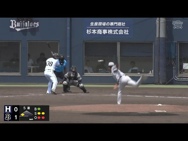 【ファーム】2打席連続タイムリー!! バファローズ・来田涼斗の2ベースヒットで追加点!!  2024年6月16日 オリックス・バファローズ 対 くふうハヤテベンチャーズ静岡