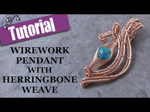 Wirework Pendant with Herringbone Weave - Wire Wrapping Tutorial
