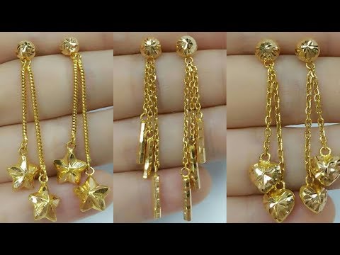 Latest Light Weight Gold Earrings Designs Chain Dangling Latest Light Weight Gold Earrings Designs Chain Dangling 2018