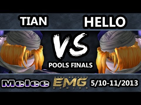 GOML - Tian (Sheik) Vs. Hello (Sheik) SSBM Pools Winners Finals - Smash Melee