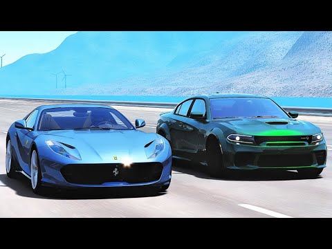 Dodge Charger SRT Hellcat RedEye Widebody Vs Ferrari 812 GTS | 20KM Drag Race