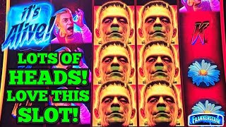 LOTS OF HEADS for a BIG WIN SESSION on FRANKENSTEIN SLOT | Las Vegas Slots casino slots gambling Video