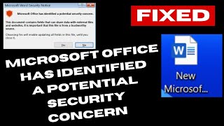 Microsoft Office Has Identified a Potential Security Concern Error Win