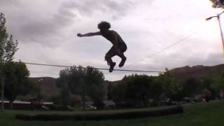 Trickline Madness!!!  Alpha Mike and Andy Lewis RAGE a Slackline in MOAB