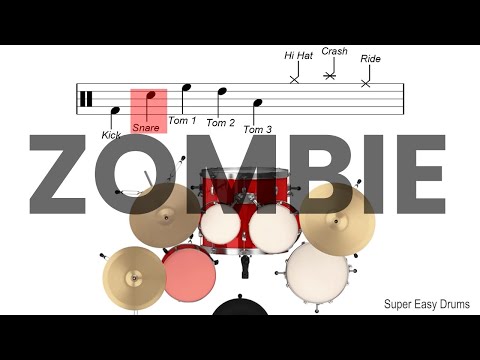 Zombie - The Cranberries | BEGINNERS DRUMS | Scrolling Scores