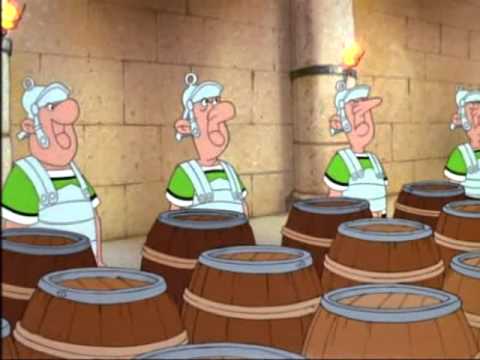 Asterix E La Pozione Magica - I Romani Assaggiano Tutto Il Vino Della Città