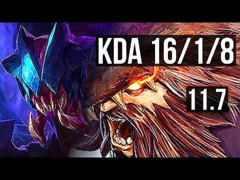REK'SAI vs UDYR (JUNGLE) | 16/1/8, 1600+ games, 1.9M mastery, Legendary | KR Diamond | v11.7