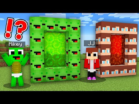 JJ vs Mikey Portals Challenge in Minecraft - Baby Challenge in Minecraft (Maizen Mizen Mazien)