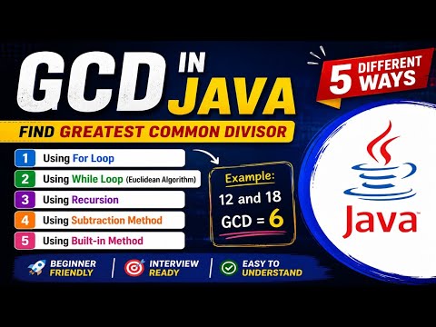 16 Gcd In Java Using 5 Different Ways For Loop While Loop Recursion Euclidean Algorithm