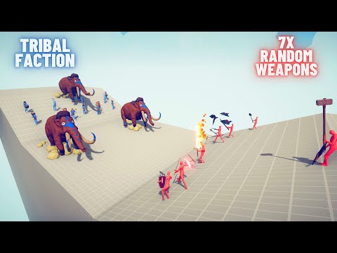 7x RANDOM WEAPONS vs TRIBAL FACTION UNITS-RANDOM WEAPONS MOD -Totally Accurate Battle Simulator TABS