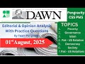 DAWN Editorial Opinion Analysis 01st August 2025 CSS PMS Preparation Pengravity Team Pakistan