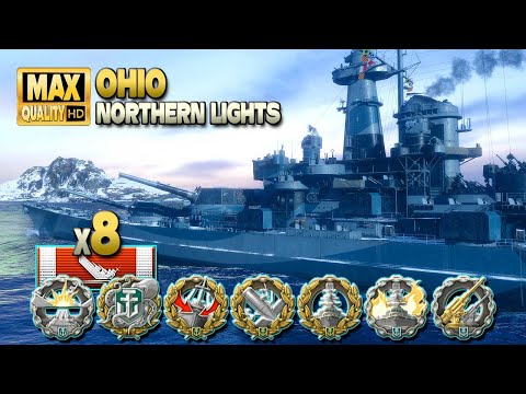 Battleship Ohio: Domination on map Northern Lights - World of Warships