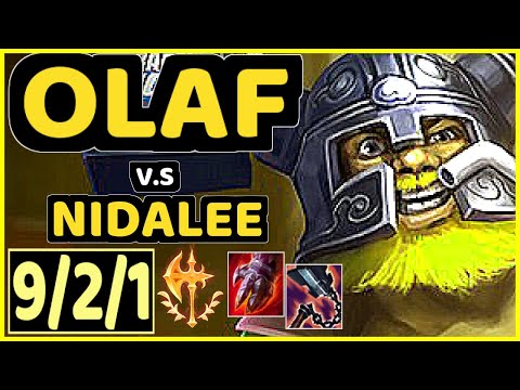 OLAF vs NIDALEE - 9/2/1 KDA JUNGLE GAMEPLAY - KR Ranked GRANDMASTER