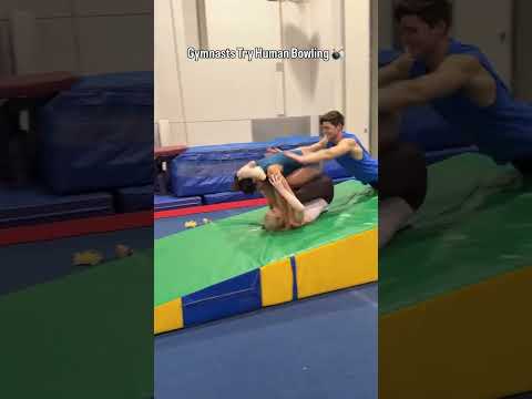 STRIKE! #bowling #gymnasts #funny #humanbowling #trythis