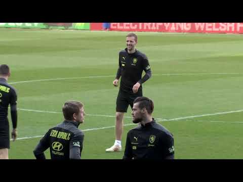 Czech Republic train ahead of their World Cup qualifier against Wales.