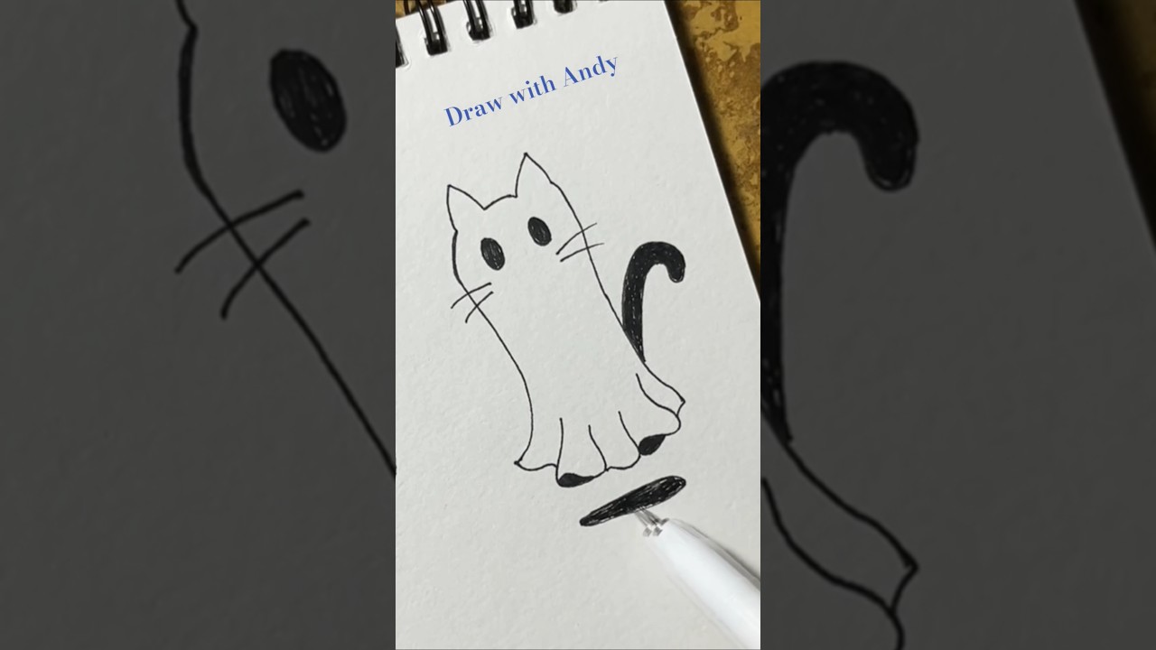 🌺🌹 Aesthetic cat ghost drawing 🌹🌺 #shorts #trending #cat #ghost #aesthetic