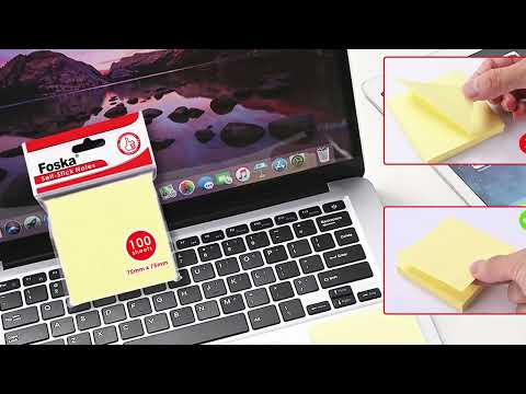 Bright Color Self-Stick Notes for Home, Office Usage, Yellow, 100 Sheets/Pack - Foska - 10 Pack