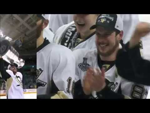 Penguins players react to Phil Kessel hoisting the Stanley Cup