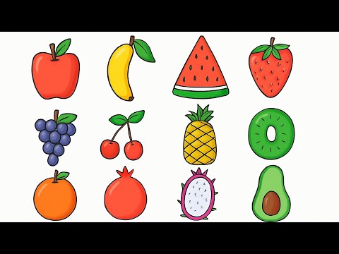 Apple and 15 more Fruits Drawing, Painting and Coloring For Kids and Toddlers | Fun with Fruits!