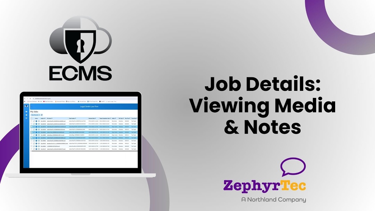 ECMS: Job Details, Viewing Media & Notes