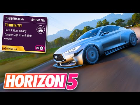 Forza Horizon 5 Daily Challenge"To Infinity!" Earn 3 Stars On Any Danger Sign In An Infiniti Vehicle