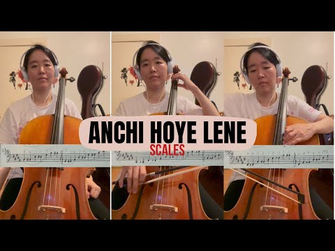 All 15 3-octave anchi hoye lene scales on the cello