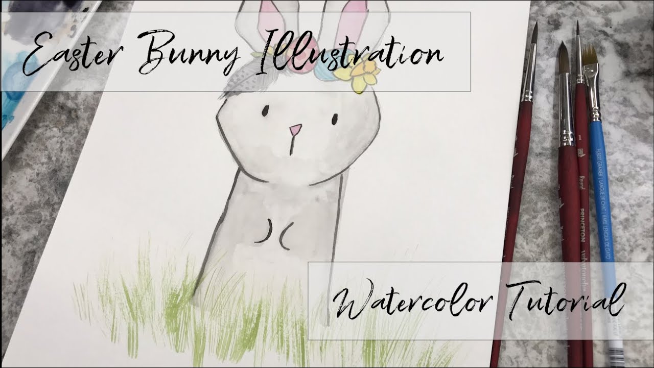 Easy Beginner Watercolor Easter Bunny Illustration Tutorial