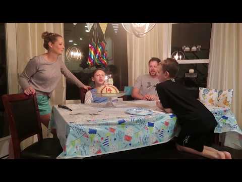 Jameson turns 14 in quarantine- birthday song and  blowing out candles