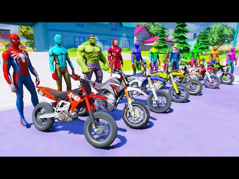 SPIDERMAN MOTORCYCLE WITH SUPERHEROES - JUMP SHIP AT SEA