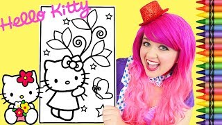 Coloring Hello Kitty Spring Flowers GIANT Coloring Book Page Crayola Crayons | KiMMi THE CLOWN