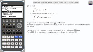 Using the Equation Solver for Integration on a Casio fx-CG50 | Calculus on CG50