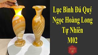 Cặp Lục Bình Đá Ngọc Hoàng Long Tự Nhiên Vàng Ngọc M02