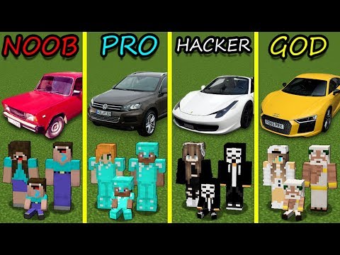 Minecraft Battle: NOOB vs PRO vs HACKER vs GOD - FIND A CAR FOR FAMILY Challenge! Animation!