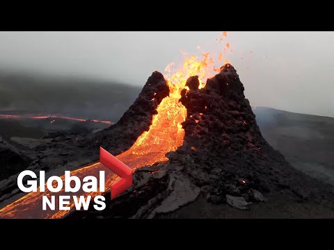 Iceland volcano: Drone footage captures stunning up-close view of eruption