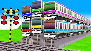 【踏切アニメ】あぶない電車 Train vs Thomas 🚦 Fumikiri3D Railroad Crossing Animation #1