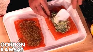 Assembling salmon en croute with Chef - Gordon Ramsay