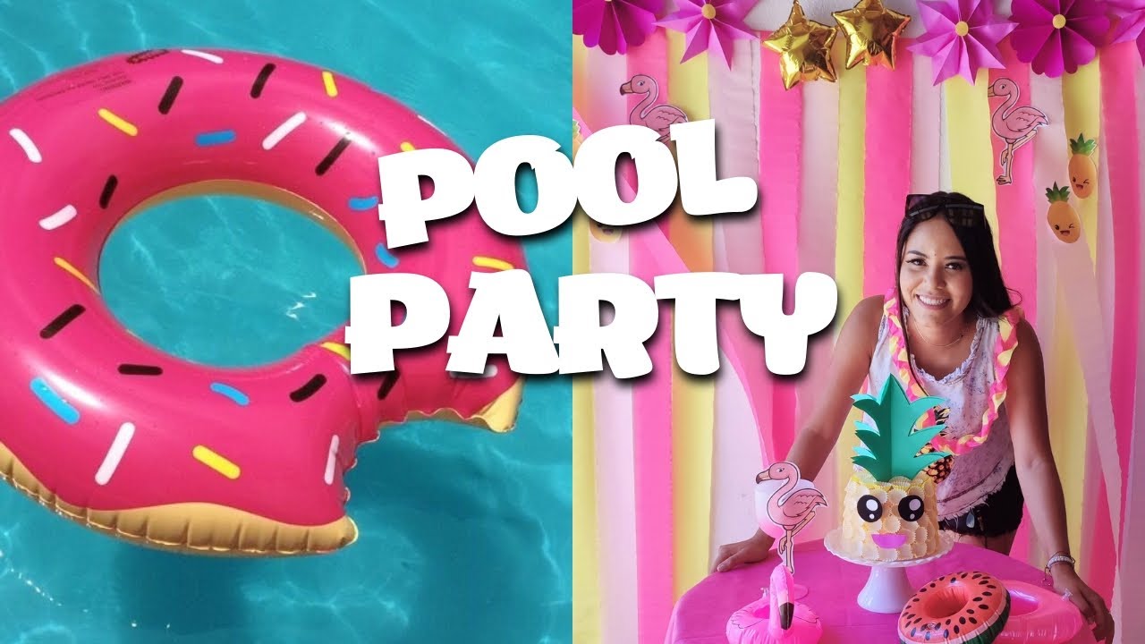 MEU ANIVERSÁRIO NA PISCINA EU MESMA FIZ A DECORAÇÃO E BOLO 🥺