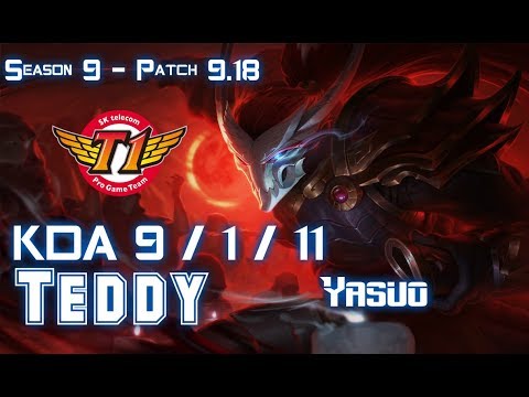 SKT T1 Teddy YASUO vs EZREAL ADC - Patch 9.18 KR Ranked