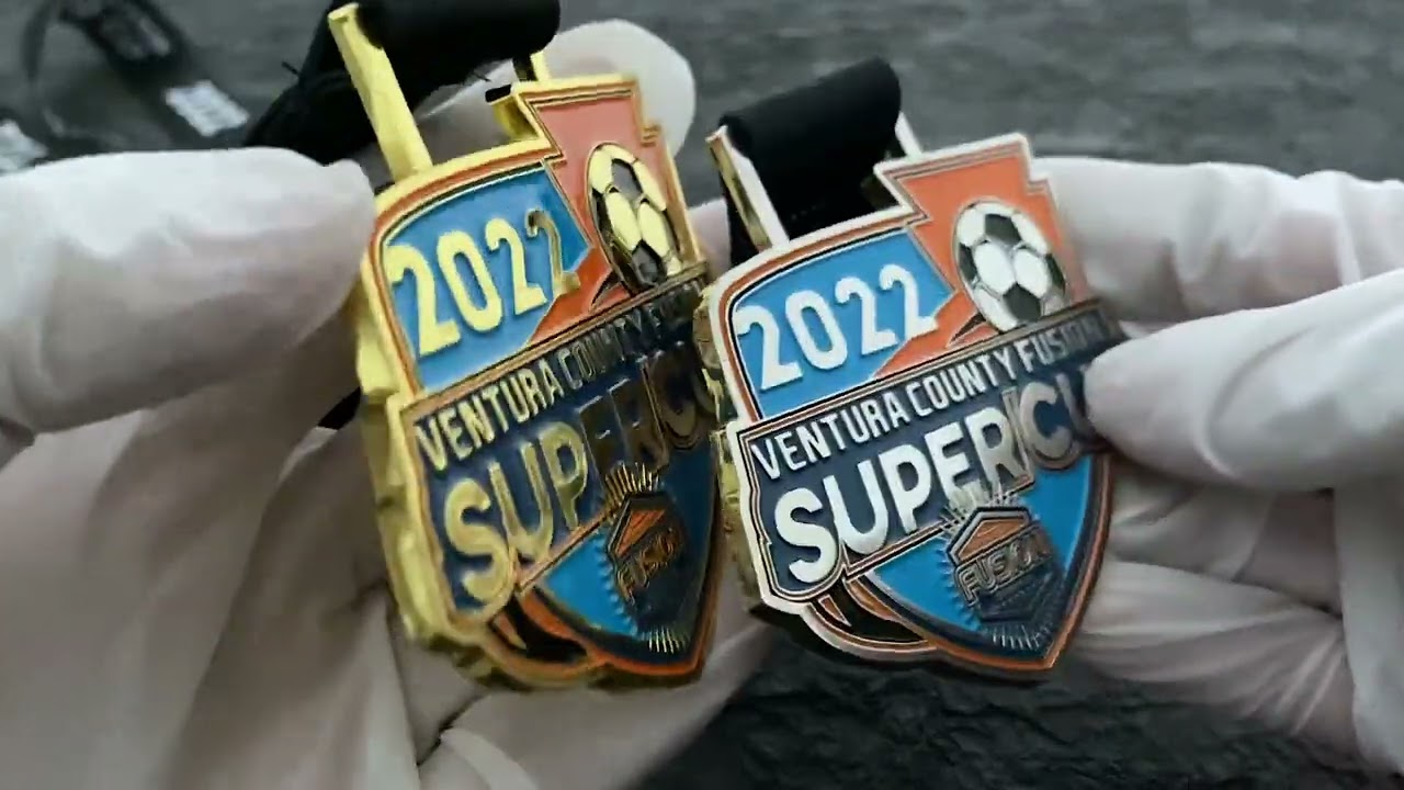 1181 - 2022 Gold Silver Logo Shape Soft Enamel Football Super Cup Medal