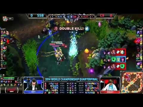 C9 Sneaky Amazing Lucian Quadra Kill - C9 VS SSB - LoL S4 Worlds