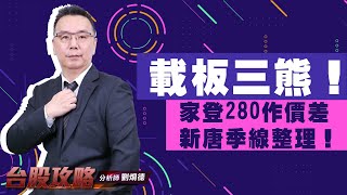 載板三熊！家登280作價差，新唐季線整理！｜台股攻略｜劉烱德 (圖)
