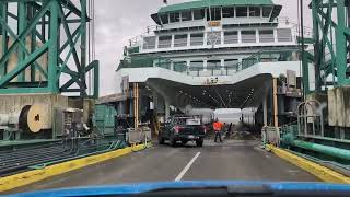 driving up the ferry at Anacortes, WA