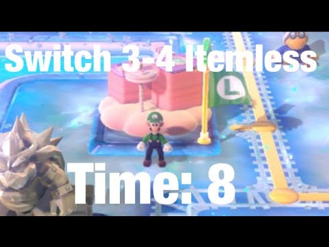 3-4 Itemless Speedrun In 8 IGT (Former TWR):Super Mario 3D World + Bowsers Fury