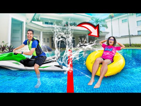 DIVIDIMOS A PISCINA AO MEIO E O ÚLTIMO A SAIR DA SUA METADE, VENCE!