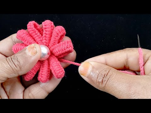 Hand Embroidery - Beautiful 3D Woolen Flower Making Trick Using Cotton Buds