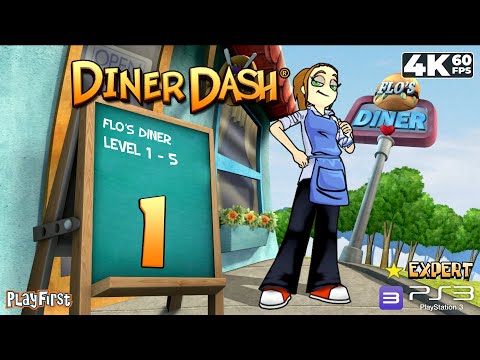 Diner Dash 3D (PlayStation 3) - 4K60 Walkthrough Part 1 - Flo's Diner, Level 1-5