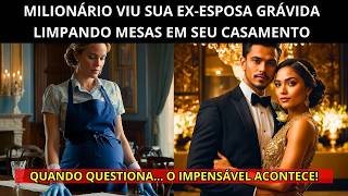 MILIONÁRIO VÊ SUA EX-ESPOSA GRÁVIDA LIMPANDO MESAS EM SEU CASAMENTO. O QUE ELE FEZ EM SEGUIDA