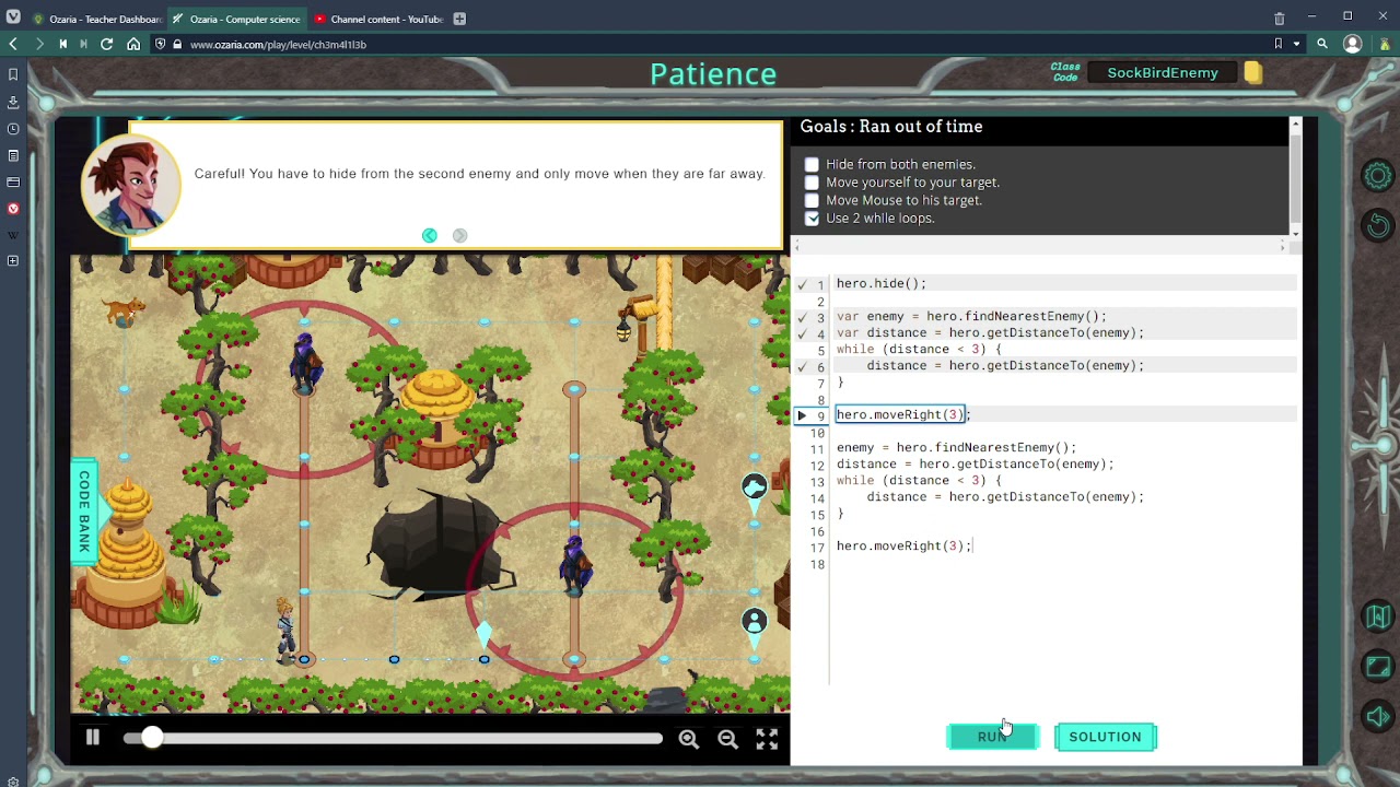 Ozaria - Javascript - Chapter 3 - Module 4 - Patience