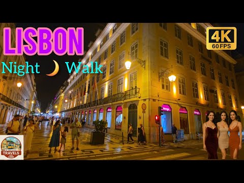 🎥 4K Night Walk in Lisbon 🇵🇹 | Downtown Magic in 60FPS 🌃✨