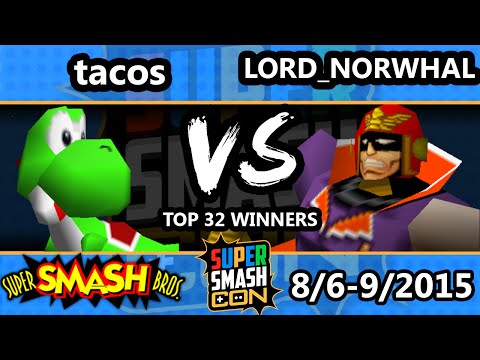 SSC - tacos (Falcon/yoshi) Vs lord_narwhal (Falcon) SSB64 Top 32 - Smash 64 - Super Smash Bros.
